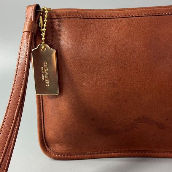 Authenitc Vintage Coach 9972 British Brown Leather Zip Top Clutch Bag - Picture 2 of 14